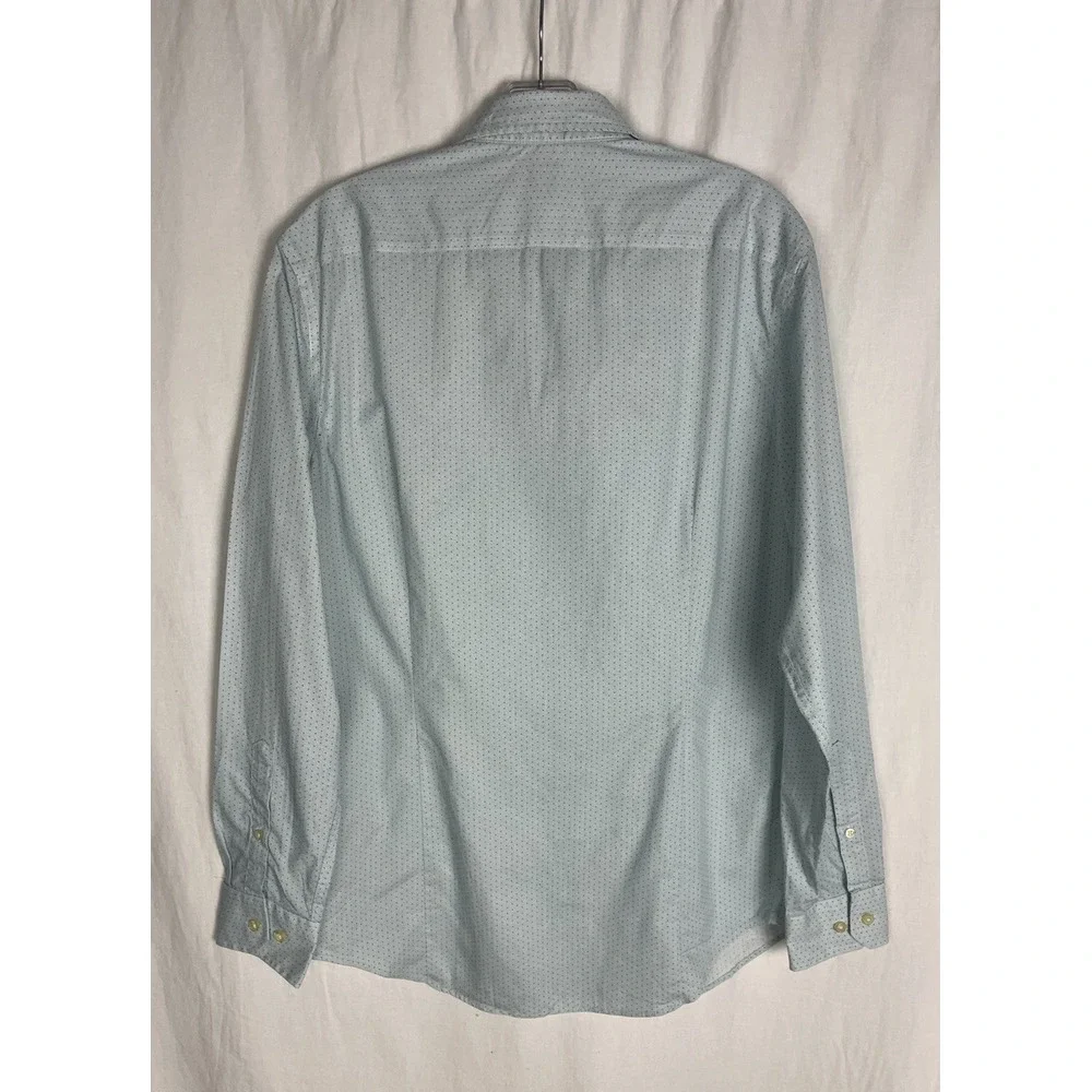 Banana Republic taylored Slim fit Men's M (15-15 .5) shirt Blue Polka Dot Cotton